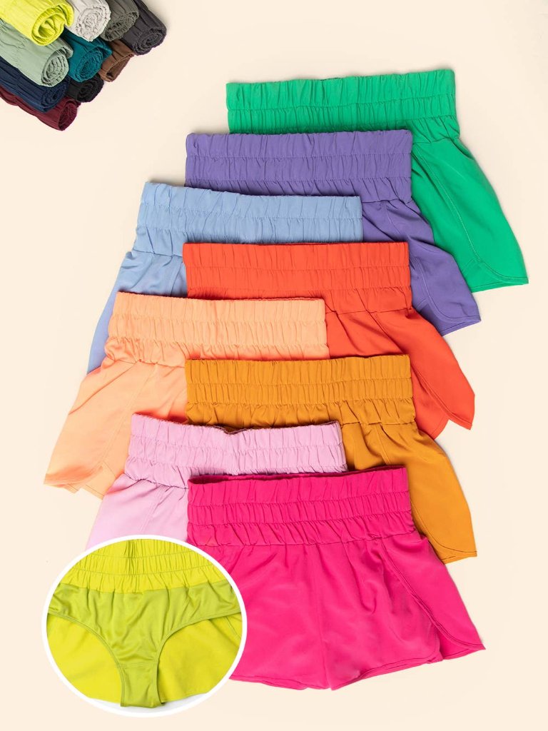 Elasticized waist active wear shorts